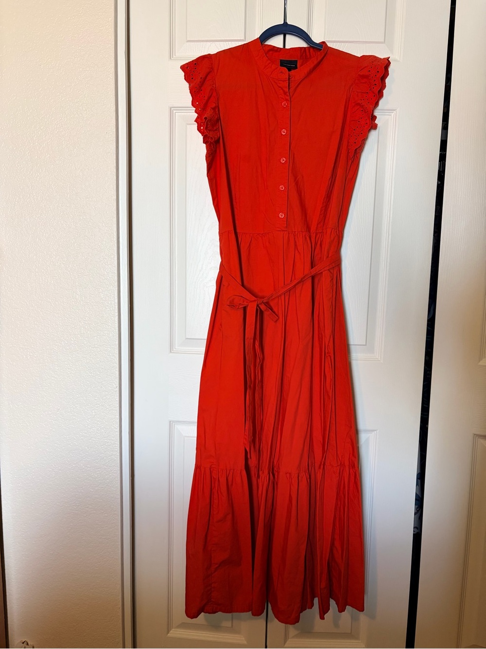 Burnt orange Flutter-Sleeve Maxi Dress - Women